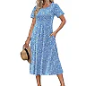 Pleated Floral Midi Dress with Pockets