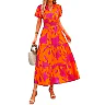 Smocked Puff Sleeve Floral Maxi Dress