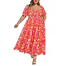 Square Neck Floral Maxi Dress with Smocked Waist