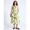 Strapless Cotton Poplin Tiered Midi Dress