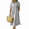 Striped Button-Down Midi Shirt Dress