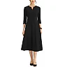 Three-Quarter Sleeve A-Line Midi Dress with Pockets