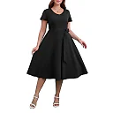 V-Neck Midi Dress with Pockets