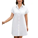 Cotton Button-Front Tunic Dress